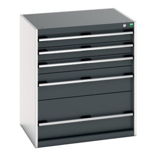 Bott Schubladenschrank cubio 5 Schubladen 800 x 650 x 900 mm RAL 7035/7016