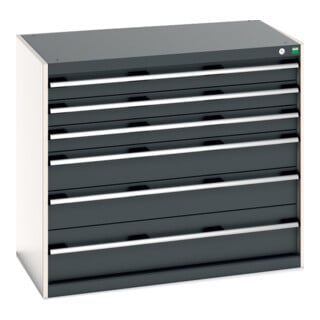 Bott Schubladenschrank cubio 6 Schubladen 1050 x 650 x 900mm RAL 7035/7016
