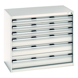 Bott Schubladenschrank cubio 6 Schubladen 1050 x 650 x 900mm RAL 7035