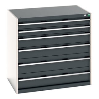 Bott Schubladenschrank cubio 6 Schubladen 1050 x 750 x 1000mm RAL 7035/7016