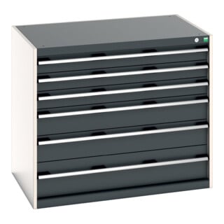 Bott Schubladenschrank cubio 6 Schubladen 1050 x 750 x 900mm RAL 7035/7016