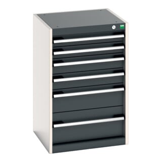 Bott Schubladenschrank cubio 6 Schubladen 525 x 525 x 800 mm RAL 7035/7016