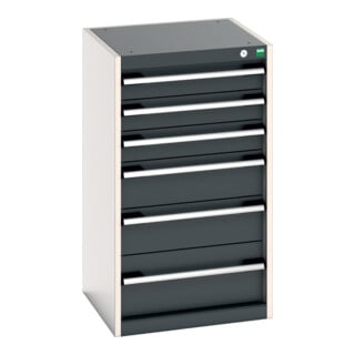 Bott Schubladenschrank cubio 6 Schubladen 525 x 525 x 900mm RAL 7035/7016