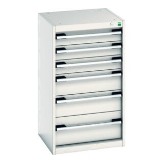 Bott Schubladenschrank cubio 6 Schubladen 525 x 525 x 900mm RAL 7035