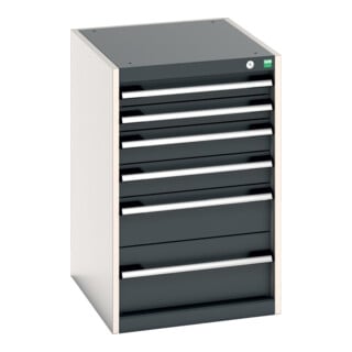 Bott Schubladenschrank cubio 6 Schubladen 525 x 650 x 800mm RAL 7035/7016