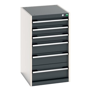 Bott Schubladenschrank cubio 6 Schubladen 525 x 650 x 900 mm RAL 7035/7016