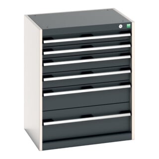 Bott Schubladenschrank cubio 6 Schubladen 650 x 525 x 800mm RAL 7035/7016