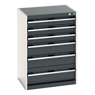 Bott Schubladenschrank cubio 6 Schubladen 650 x 525 x 900mm RAL 7035/7016