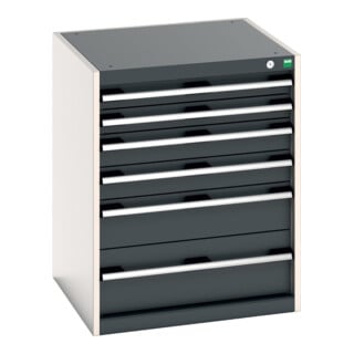 Bott Schubladenschrank cubio 6 Schubladen 650 x 650 x 800mm RAL 7035/7016