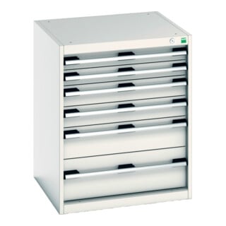 Bott Schubladenschrank cubio 6 Schubladen 650 x 650 x 800mm RAL 7035