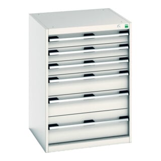 Bott Schubladenschrank cubio 6 Schubladen 650 x 650 x 900 mm RAL 7035