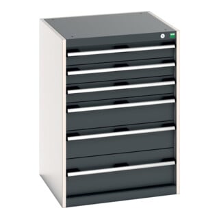 Bott Schubladenschrank cubio 6 Schubladen 650 x 650 x 900mm RAL 7035/7016