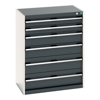 Bott Schubladenschrank cubio 6 Schubladen 800 x 525 x 1000mm RAL 7035/7016