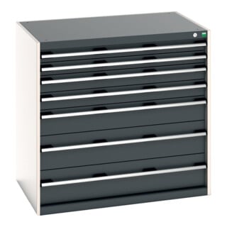 Bott Schubladenschrank cubio 7 Schubladen 1050 x 750 x 1000mm RAL 7035/7016