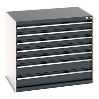 Bott Schubladenschrank cubio 7 Schubladen 1050 x 750 x 900mm RAL 7035/7016