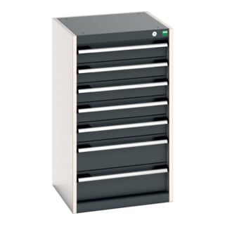 Bott Schubladenschrank cubio 7 Schubladen 525 x 525 x 900mm RAL 7035/7016