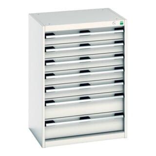 Bott Schubladenschrank cubio 7 Schubladen 650 x 525 x 900mm RAL 7035
