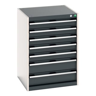 Bott Schubladenschrank cubio 7 Schubladen 650 x 650 x 900 mm RAL 7035/7016