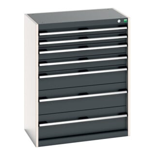 Bott Schubladenschrank cubio 7 Schubladen 800 x 525 x 1000 mm RAL 7035/7016