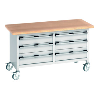 Bott Werkbank cubio Multiplex werkblad 1500 x 750 x 840 mm RAL 7035