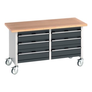 Bott Werkbank cubio multiplex werkblad 1500 x 750 x 840 mm RAL 7035/7016