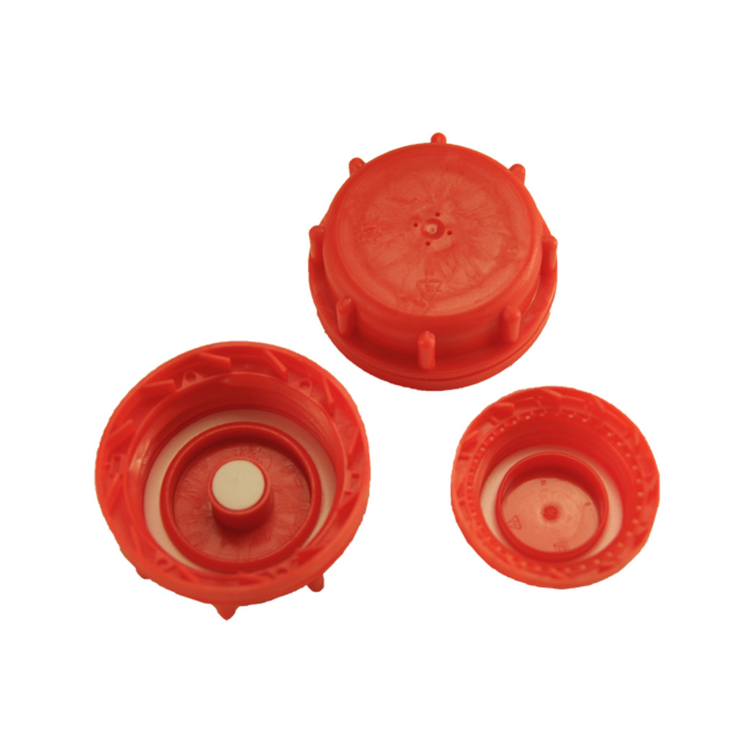 Bouchon à visser avec bague d’inviolabilité pour bidons industriels PE-HD de 20 + 30 L, rouge