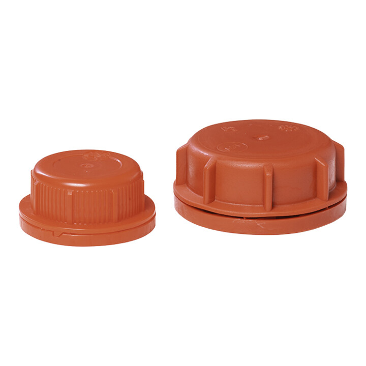 Bouchon à visser avec bague d’inviolabilité pour bidons industriels PE-HD de 20 + 30 L, rouge