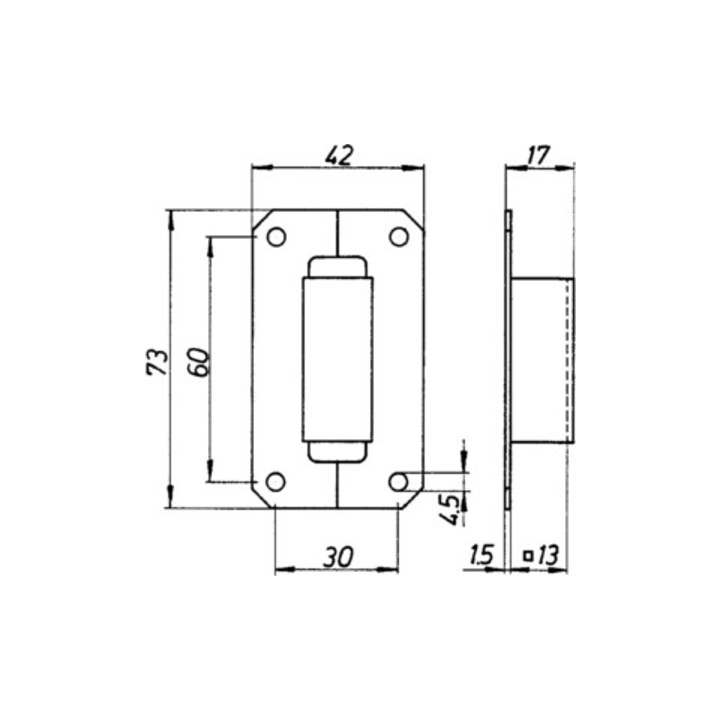Boulon à espagnolette avec évidement 13 mm STA clair galvanisé