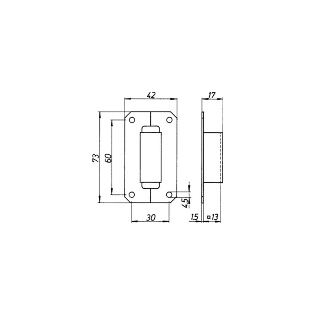Boulon à espagnolette avec évidement 13 mm STA clair galvanisé