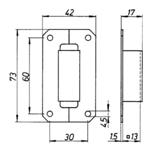 Boulon à espagnolette avec évidement 13 mm STA clair galvanisé