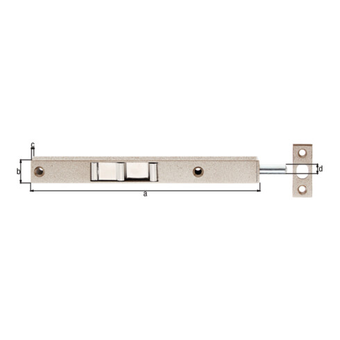 Boulon tubulaire L.200mm B.17mm H.12mm STA argent avec gâche