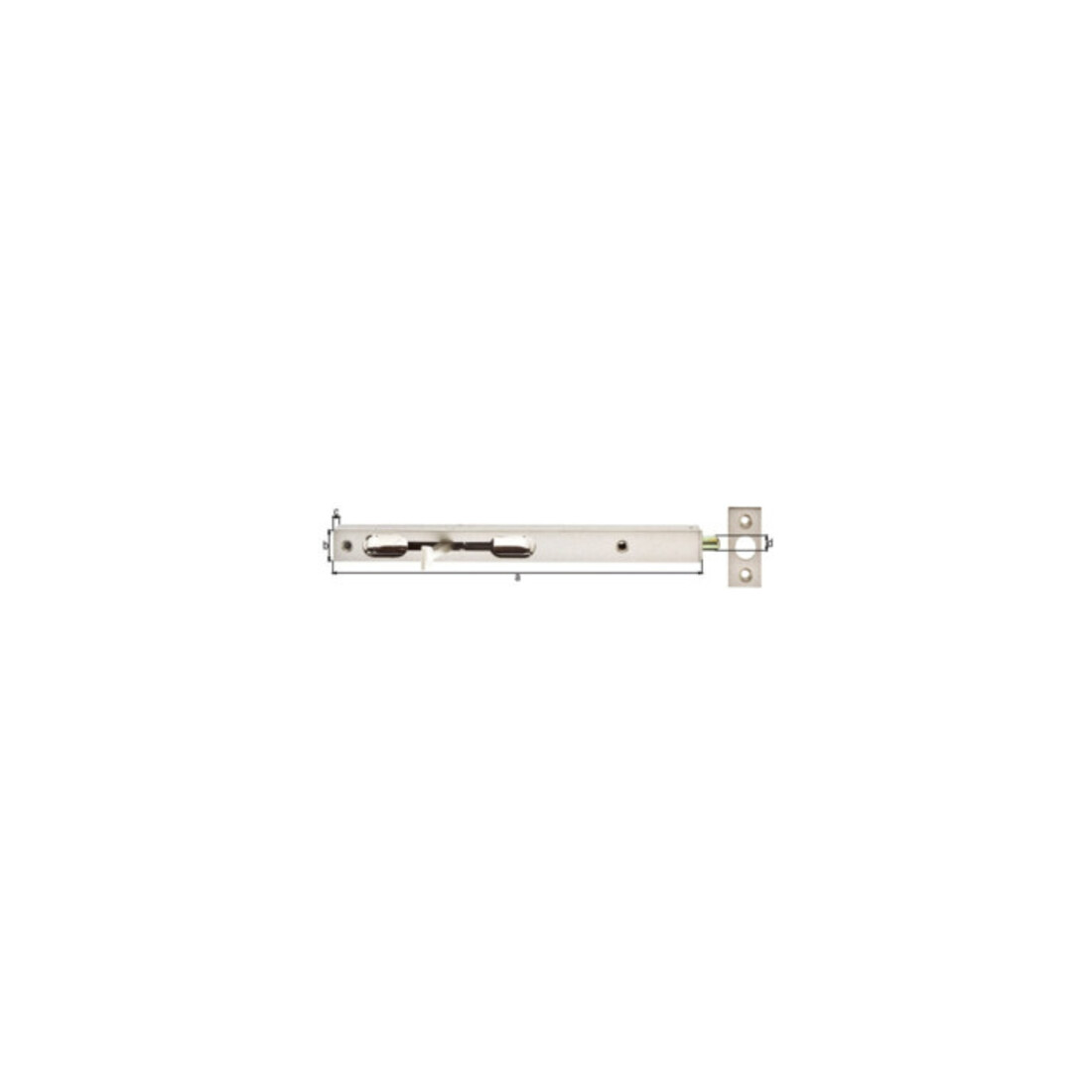 Boulon tubulaire L.250mm L.20mm H.15mm STA argent avec gâche