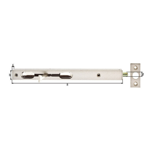 Boulon tubulaire L.250mm L.20mm H.15mm STA argent avec gâche