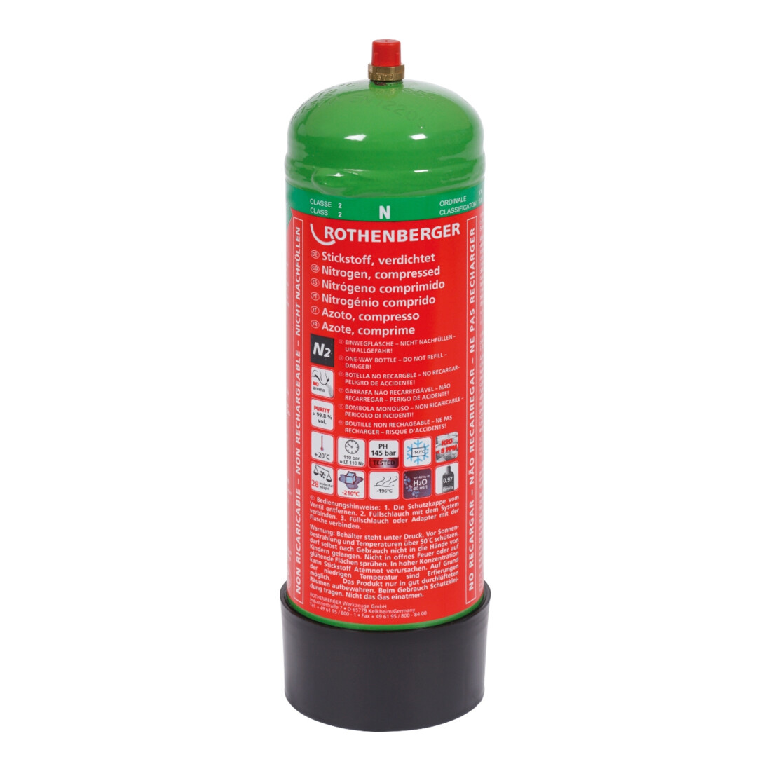 Bouteille d'azote Rothenberger 1kg, 950cm3, 110bar
