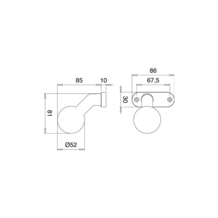 Bouton de porte à cadre 1388/000000 Matériau aluminium. F1 4-KT. 8mm fixe