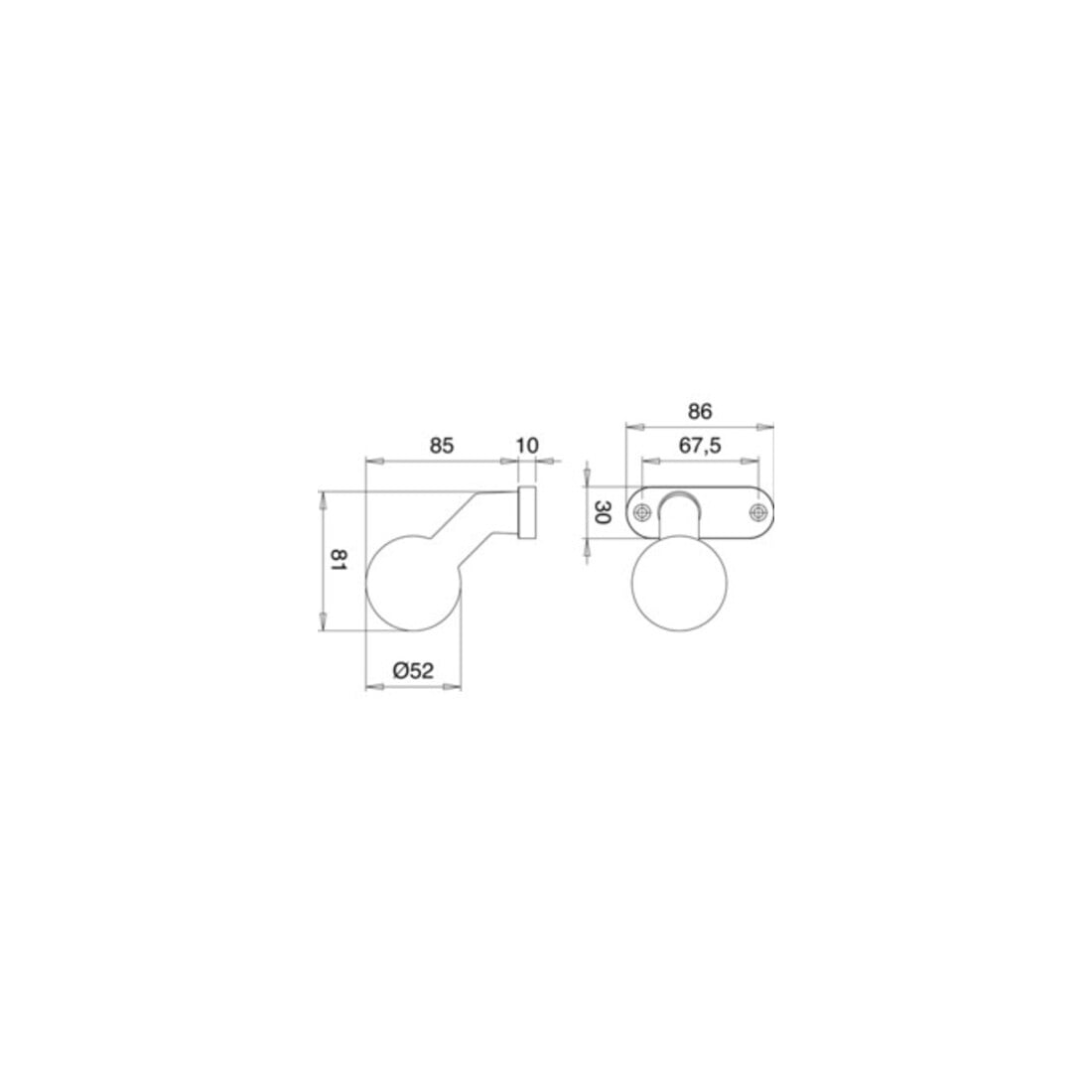 Bouton de porte à cadre 1388/000000 Matériau aluminium. F1 4-KT. 8mm fixe