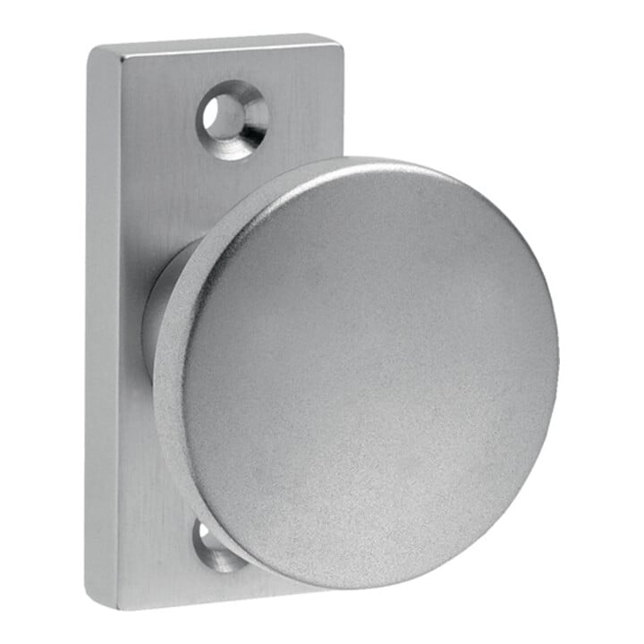 Bouton de porte à cadre 394 fixé sur rosette filetage M12 Alu F1 naturel