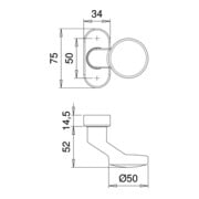 Bouton de porte à cadre K16/2033 2033/1620 Matériau Alu.EST 4-KT.M12mm solide EDI-3