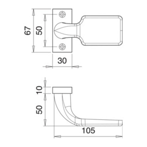 Bouton de porte profilé 1315/0000 Alu. F1 Réceptacle 8mm
