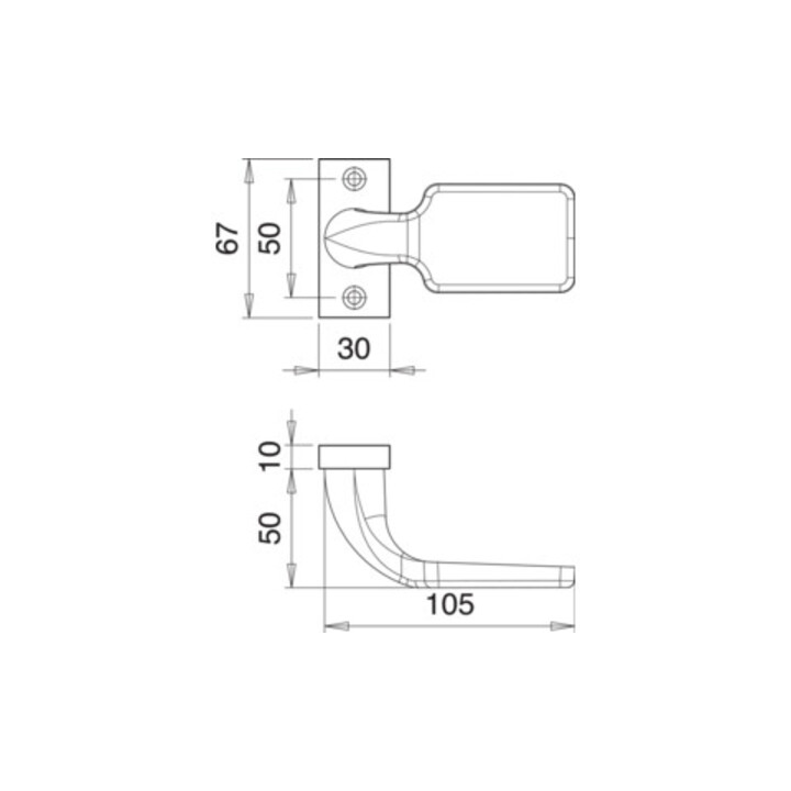Bouton de porte profilé 1315/0000 Alu. F1 Réceptacle 8mm