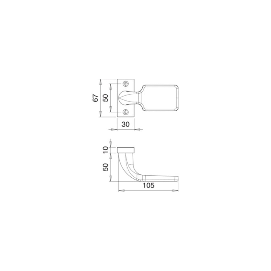 Bouton de porte profilé 1315/0000 Alu. F1 Réceptacle 8mm