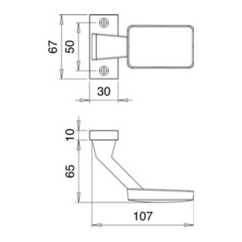 Bouton de porte profilé 1316/0000 Alu.F1 Fixation M12, couronné
