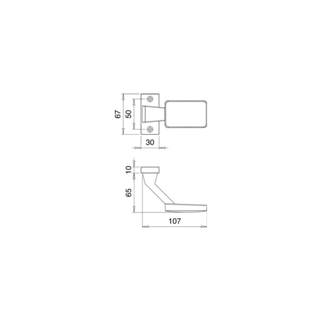 Bouton de porte profilé 1316/0000 Alu.F1 Fixation M12, couronné