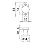Bouton de porte relevable en aluminium. F2/nickel argenté 35mm-4