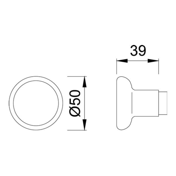 Bouton-poussoir Hoppe 54/54 en aluminium. Tour F1. VK 8mm