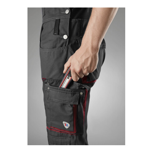 BP® Komfort-Latzhose mit Reflexelementen und Kniepolstertaschen, anthrazit/rot