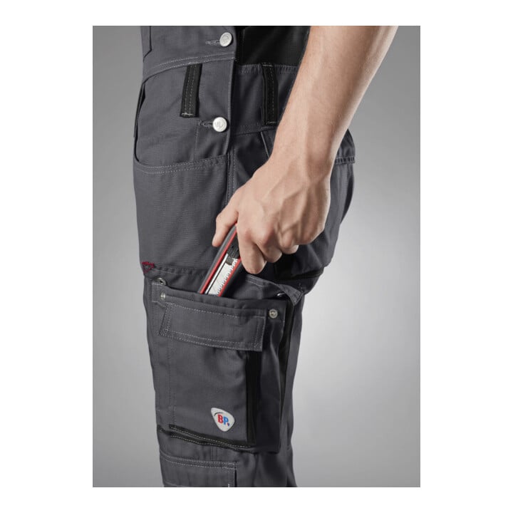 BP® Komfort-Latzhose mit Reflexelementen und Kniepolstertaschen, dunkelgrau/schwarz, Gr. 56, Länge n