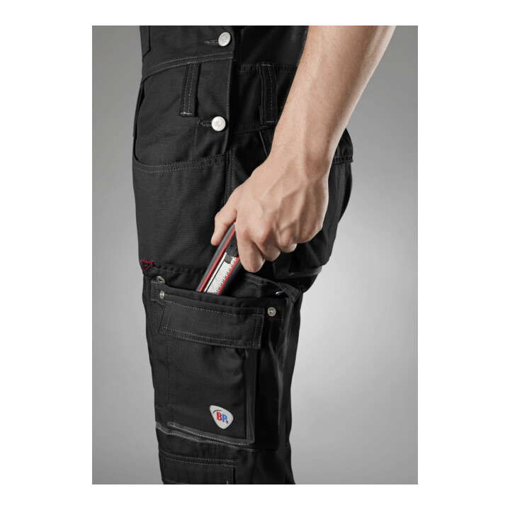 BP® Komfort-Latzhose mit Reflexelementen und Kniepolstertaschen, schwarz, Gr. 54, Länge n