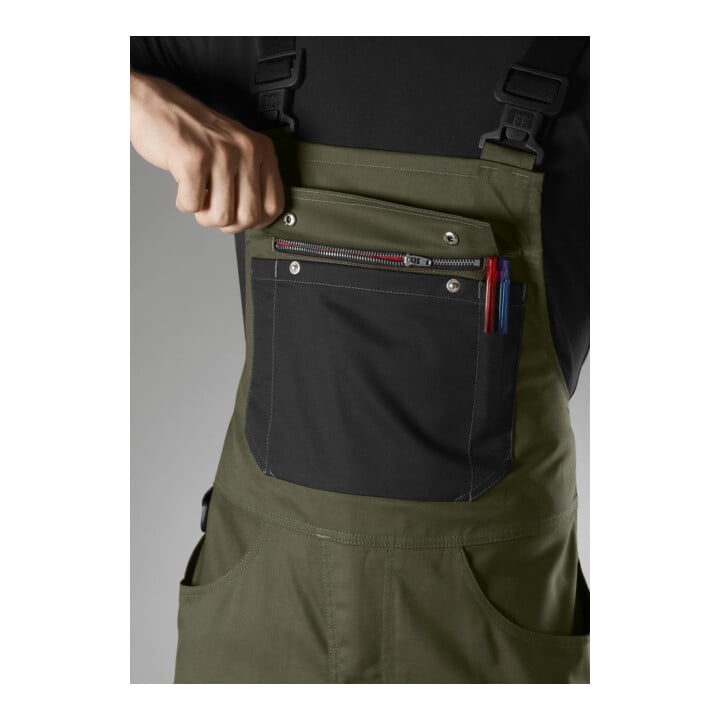 BP® Latzhose mit Kniepolstertaschen, oliv/schwarz, Gr. 50, Länge n