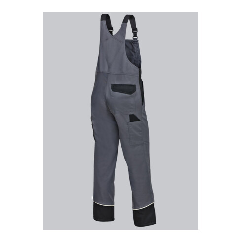 BP® Latzhose mit verdeckten Knöpfen und Kniepolstertaschen, dunkelgrau/schwarz